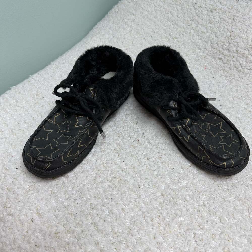 Hey Dude Women's Britt Starry Black Faux Fur Lined Bootie Size 7 EUC Like New - Picture 9 of 9